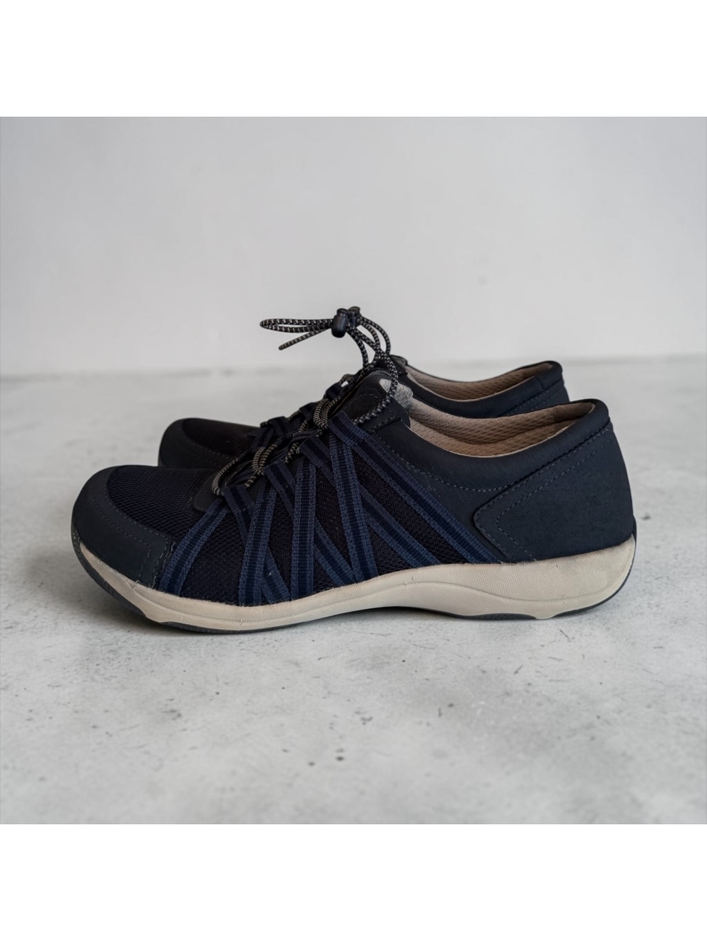 Dansko Navy Blue Leather Mesh Bungee Walking Shoes Sneaker Size 42 (US 11.5ā12)